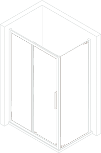 Rectangular shower enclosure (sliding door + side panel), square
